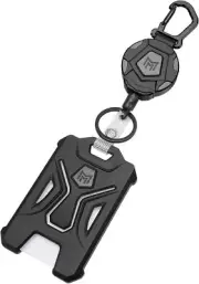 Retractable Badge Holder, Heavy Duty Carabiner Keychain, Tactical ID Card Holder