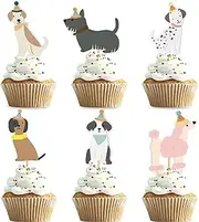 30 Pieces Dog Cupcake Toppers Puppy Cake Topper for Pet Dog Themed Birthday Party Decorations Supplies