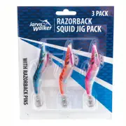 3 Pack of Size 3.5 Jarvis Walker Razorback Squid Jig Lures