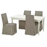 INGATORP / BERGMUND table and 4 chairs, white/white black/white, 155/215 cm