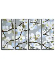 Ready2HangArt Dogwood Blossoms 4 Piece Wrapped Canvas Wall Art Set