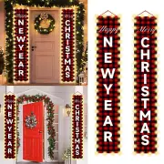 Christmas Door Banner With Worm LED Light String Porch Sign Decoration NEW