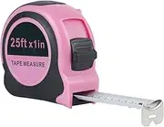 Lichamp Pink Tape Measure 25 Feet, Measuring Tape 1 Pack 25ft x 1in with 1/8 Fractions