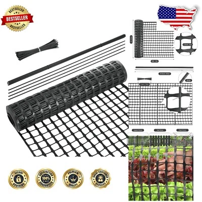 Durable Snow Mesh Fence: 2ft x 50ft Plastic Barrier with Iron Support Stakes