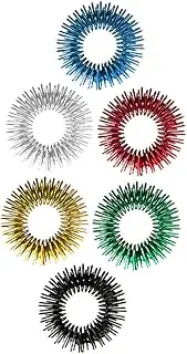 6Pcs Finger Acupressure Massage Rings Stress Reducer Hand Fidget for Adults Finger Massager Red Blue Green Silver Black Each