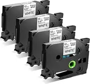 Fimax 4 Packs Tz-231 Tze-231 Label Tape Compatible for Brother P Touch Label Refills, Black on White 0.47'' x 26.2ft (12mm/8m),Replacement for Brother Label Maker PT-H105 PT-H107B PT-P300BT
