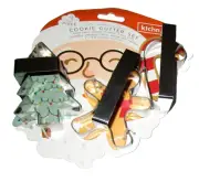 CHRISTMAS 3 Pc. Cookie Cutter Set w/ Handles ~ Candy Cane, Gingerbread Man, Tree