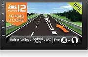 JOYX Android 12 Double Din Car Stereo Head unit - [4G+64G] - Built-in DSP / Carplay / Android Auto - Free LED Backup Camera Microphone - Support DAB WIFI Bluetooth5.0 Steering Wheel Mirrorlink -7 Inch