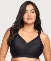 Glamorise Magiclift Seamless Support Wire-Free T-Shirt Bra - Black (Size 24E)