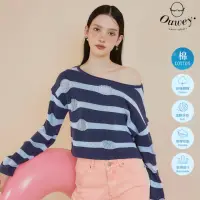 在飛比找momo購物網優惠-【OUWEY 歐薇】波點勾花針織上衣(藍色；S-L；3241