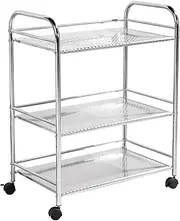 3-Tier Heavy Duty Utility Cart – Kitchen Serving Trolley, Large Storage Shelves for Restaurant, Bar, Warehouse, Office, Salon | Durable Metal Rolling Cart