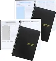 AaLLyn Black Weekly Planner Notebook, 52 Weeks Goals Schedule Planner, A5 To Do List Notebook, Organizer/Habit/Tracker/Agenda Planner or Student Planner for Office/Business, Spiral Binding, 2pcs