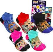 [L.O.L. Surprise!] LOL Surprise OMG Socks for Girls - LOL Surprise Bundle with 5 Pairs of LOL Socks Kids Shoe Size 10-4 Plus Stickers | LOL Surprise Socks for Girls 6-8 Years, Multicolor, 6-8 Years