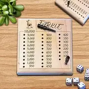 Wooden Dice Tray for Rolling,Personalized Farkle Classic Dice Tray Game,Party Board Dice Games,Dice Box Dish, Rolling Tray Set for Family Party Mother's Day Travel Game Gift (Score Board (4 Sticks))