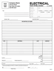 Electrical Invoice Work Order Forms - 2 Part Carbonless - 8.5 x 11 - TMG107