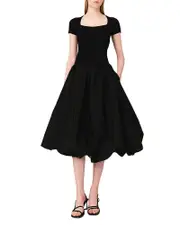 Maje Knit and Taffeta Maxi Dress