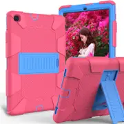 Catzon Silicone+PC Case 3-Layer Anti-fall Protective Cover Tablet Stand For Samsung Galaxy Tab A 10.1 inch T510(2019)-2hotpink blue