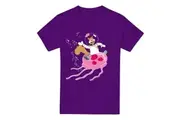 SpongeBob SquarePants Mens Sandy Rides The Jellyfish T-Shirt (Purple) - UTTV6658