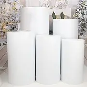 5 Pack White Spandex Cylinder Pedestal Stand Covers Round Tables Cover Plinth Display Box Stand Covers Dessert Table Decor for Party Wedding Birthday Photo Backdrop Event Decor (round-white)
