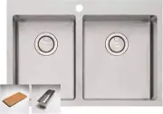Oliveri Apollo 1 & 3/4 Double Right Hand Bowl Inset/Undermount/Flush Sink AP1426