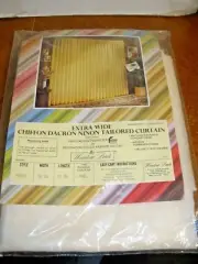 NEW Vtg Window Pride Chiffon Dacron Ninon Tailored Curtain 1 panel yellow (O9)