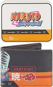 [Concept One] Naruto Bifold Wallet, Slim Wallet with Decorative Tin for Men and Women, Multi, Multi, Naruto Bifold Wallet, Slim Wallet with Decorative Tin for Men and Women