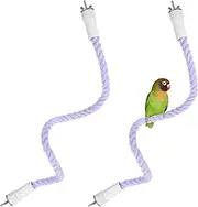 uxcell 2-Pack Rope Perches for Bird Cages, 23.6 in Length Comfort Grip Flexible Rope Perch Beak & Paw Grinding for Parrots/Cockatiels/Parakeets, Bird Platform Sand [Purple]