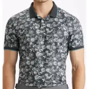 New G/FORE Peony Sketch Banded Sleeve Tech Jersey Golf Polo - Lead Size Large