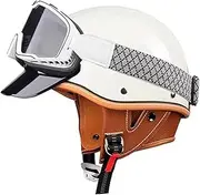 Retro 3/4 Open Face Motorcycle Half Helmet with Double Visor, Baseball Cap Style Jet Half-Helmet, ECE Certified Retro Personalized Motorcycle Helmets for Men Women