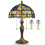 Tiffany Lamp Crystal Square Style,Stained Glass Table Lamp 12" Vintage Living...