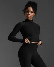 Form Soft Touch 1/2 Zip Long Sleeve, 2XU, XS, Black/White, Female