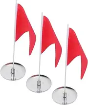 3 Sets Golfs Training Flags Indoor Golf Practice Flag Golfing Court Flags Putting Practice Hole Flag Golf Putting Practice Cup Hole Golf Putting Flag Golfing Flags Oxford Cloth Red