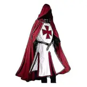 Mens Medieval Crusader Knights Templar Costume Red M