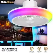 18" [BLUETOOTH CONTROL+SPEAKER] Bladeless Ceiling Fan 4 Mode Light Kit w/Remote