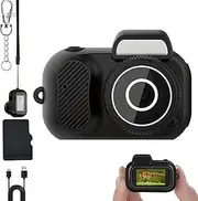 Zoomu Mini Camera Keychain,1080P Mini Digital Camera Keychain with 8/16/32 Tf Memory Card, Retro Portable with Led Flash Light and Hd Screen for Photo Video Travel Study Recording