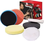 KUIMIT 6" Buffing Polishing Pads, 6Pcs 6.5inch 165mm for 6 Inch Backing Plate, Compound Buffing Sponge Pads and Woolen Pads Cutting Polishing Pad Kit for Car Buffer Polisher (Honeycomb Structure)