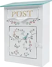 Z² BellaDecor Mailbox Wall Mount Mailboxes for Outside Vintage Mail Boxes for House Outside Metal Drop Box Antique Style Nostalgic Charm Home Decorative, Flower Pattern, White