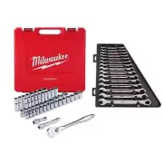 Milwaukee Ratchet + Socket Mechanics Hand Tool Set w/ Combination Wrench (62Pcs)
