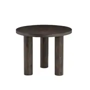 Angelo Wooden Dark Oak Veneer Round Modern End Lamp Side Table Coffee
