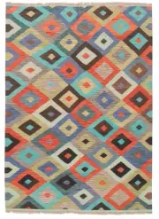 Vintage Hand Woven Carpet 5'9" x 8'1" Traditional Wool Kilim Rug