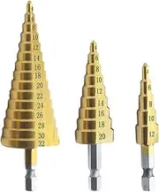 BLBMTCBCAG 4-12/20/32mm 3pcs Step Drill Bit Unibit Titanium HSS Steel Cone Drill Industrial Reamer Hexagon Kit Set Hole Cutters Sheet Metal Tools