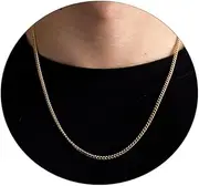 [FASHGOOD] Cuban Chain Necklace for Men Women, Silver/14K Gold Plated 316L Stainless Steel Cuban Link Chain for Men Boys, Gold Silver Chain Width: 3.5mm/5mm,Mens Chain Length:18/20/22/24 Inch