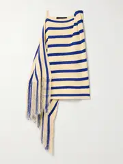 [Proenza Schouler] Proenza Schouler - Yves Asymmetric Fringed Striped Top - Blue - small small Blue