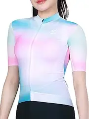 [INBIKE] IHX346 Women's Cycling Jersey Short Sleeve Quick-Drying High Elasticity Breathability and Comfort Summer Cycling Clothing Jersey, Pink, XL