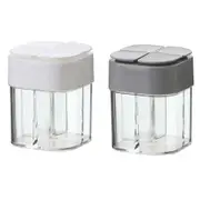 2 PCS 4 in 1 Plastic Salt Pepper Shaker 4 Grids Flip Spice Dispensers for Home Kitchen Camping Picnic Outdoor Barbecue White Grey