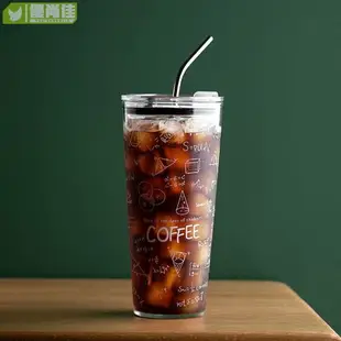 大容量玻璃吸管 ins冰霸珍奶 環保咖啡隨行 透明水水瓶水壺1000ml 韓國馬克大象雙飲茶