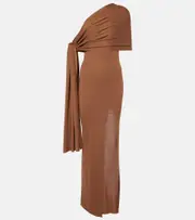 [Aya Muse] Aya Muse Hale one-shoulder silk-blend maxi dress AU 12 brown