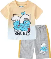 [The Smurfs] Boys 2-Piece Short Sleeve T-Shirt and Shorts Set for Toddlers