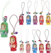 LUOZZY 12pcs Russian Nesting Dolls Keychain Russian Dolls Lanyard Decor Bag Backpack Hanging Pendant - Random Color