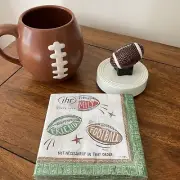Nora Fleming A46 “Touchdown!” Football Mini Bundle w/Mug & Napkins NWT